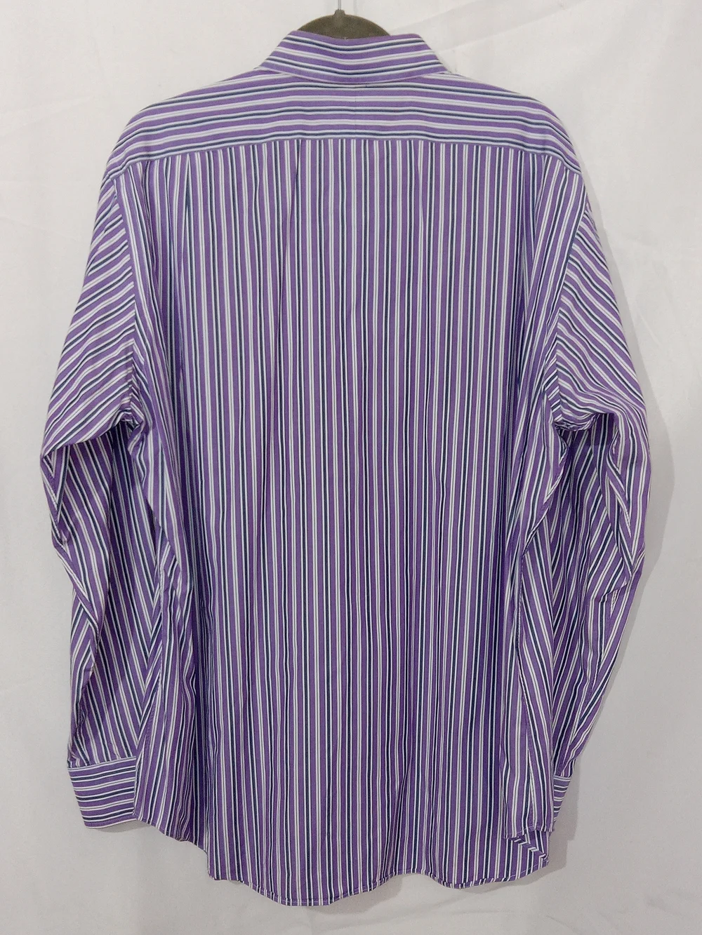 Polo Ralph Lauren Curham Sport Fit L Purple White Stripe Button Shirt Vintage